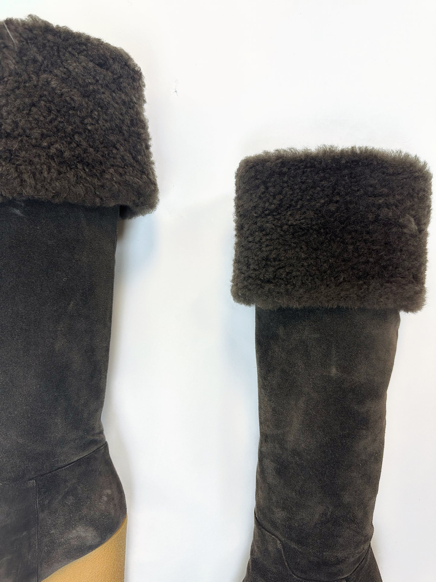 Dolce & Gabbana Vintage Fur and Suede Knee High Platform Boots