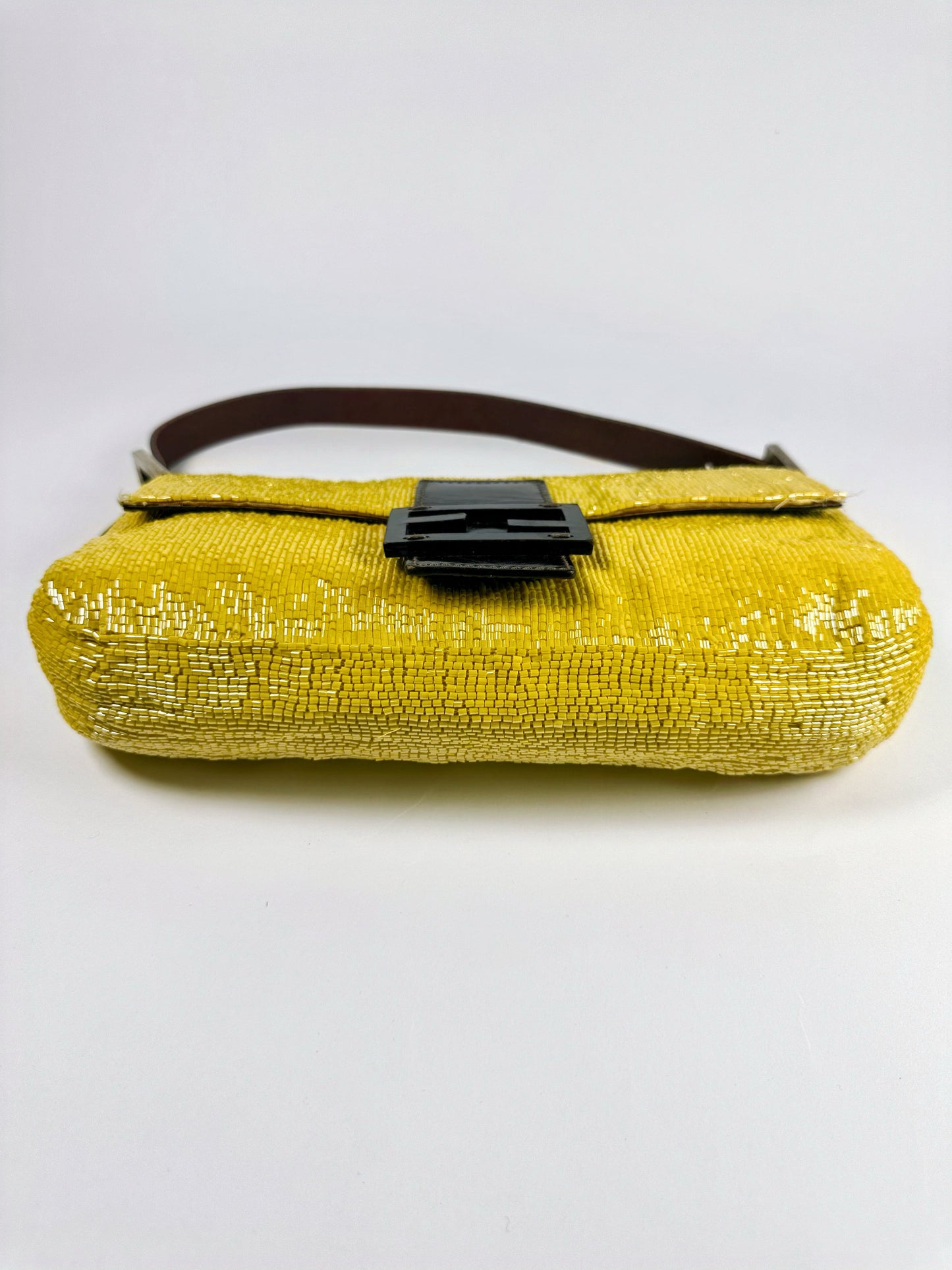 Fendi SS 1999 Yellow Beaded Baguette Shoulder Bag