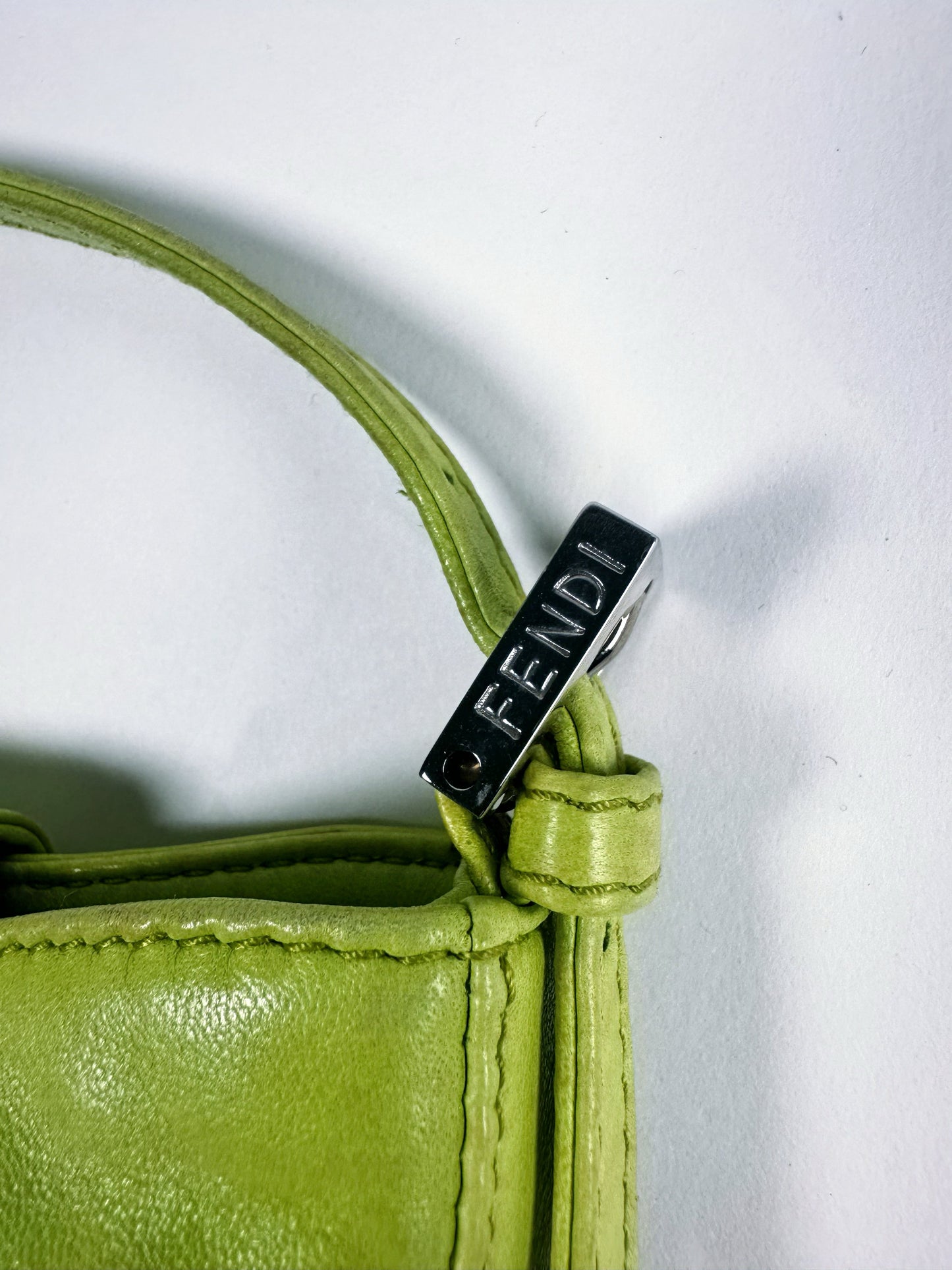 Fendi SS 1999 Mini Croissant Green Leather Shoulder Bag