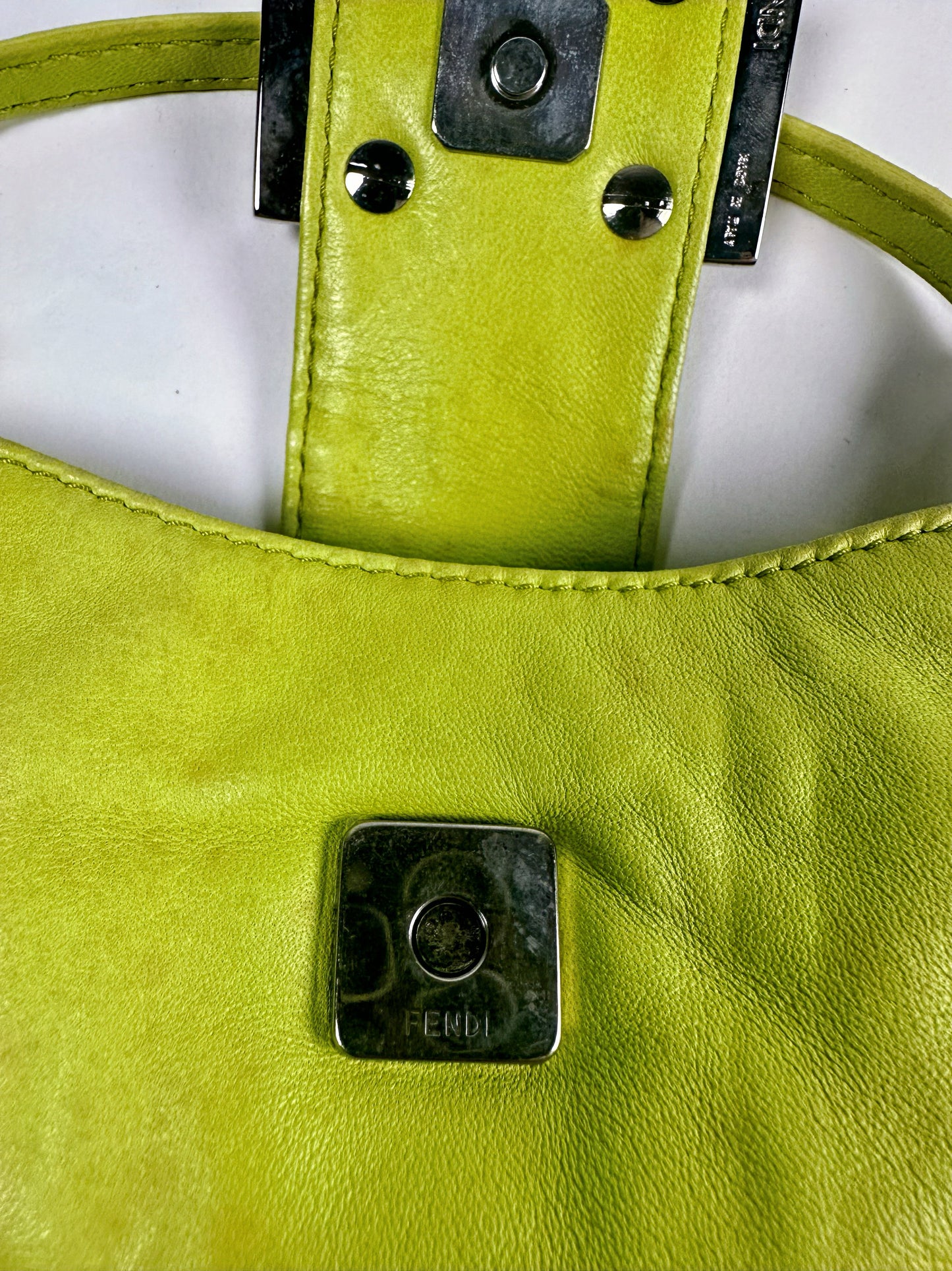 Fendi SS 1999 Mini Croissant Green Leather Shoulder Bag