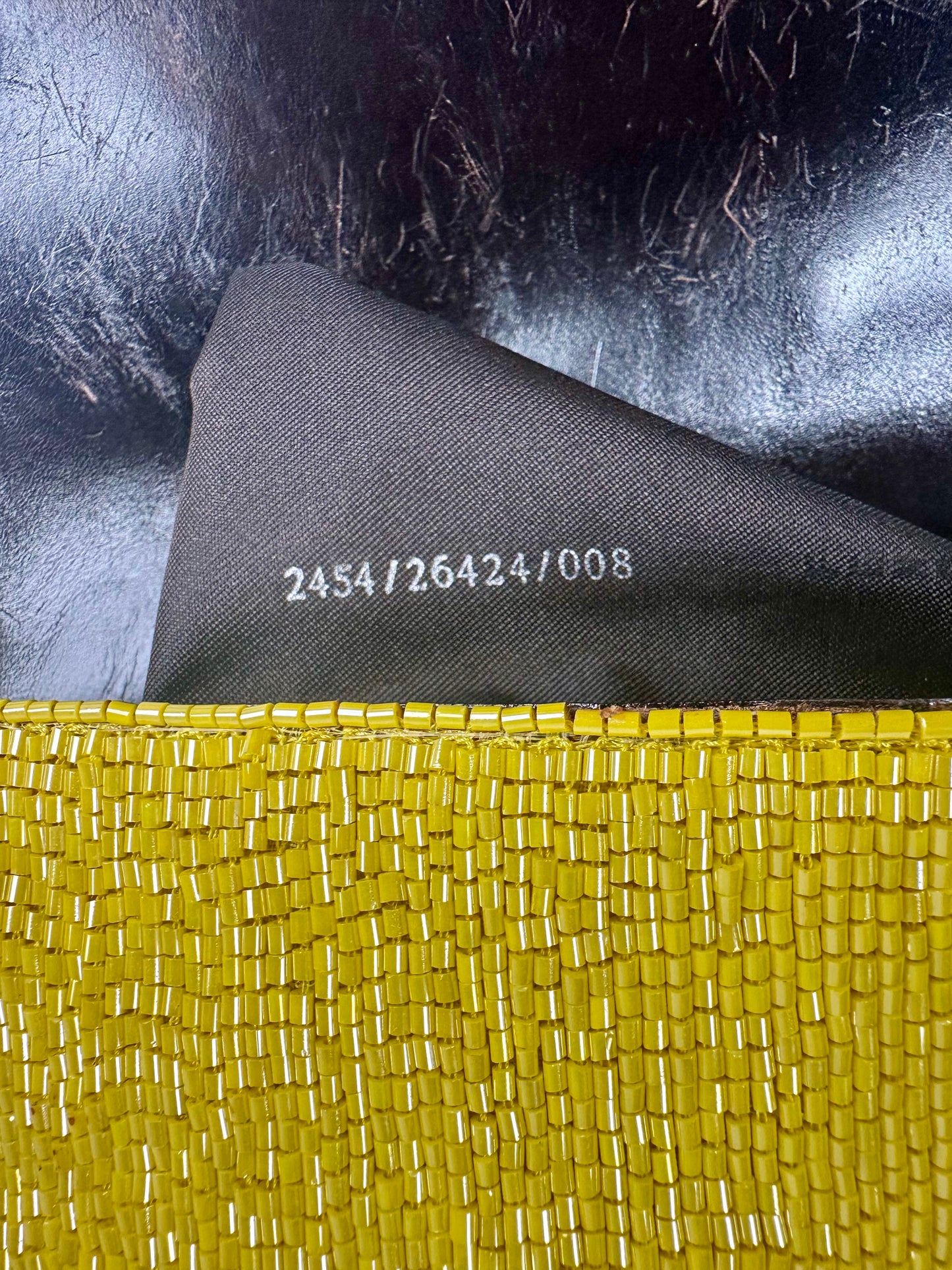 Fendi SS 1999 Yellow Beaded Baguette Shoulder Bag