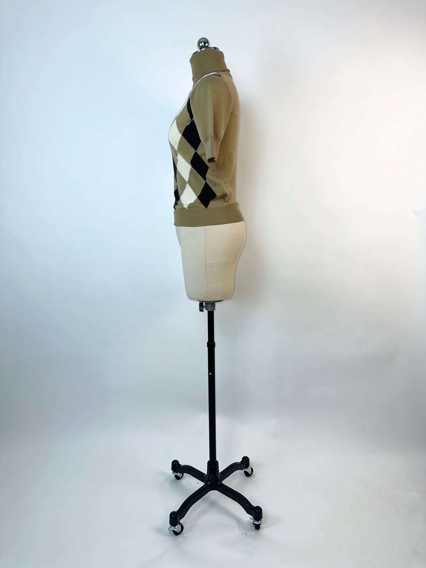 Prada FW 2003 Argyle Short-Sleeve Turtleneck Sweater