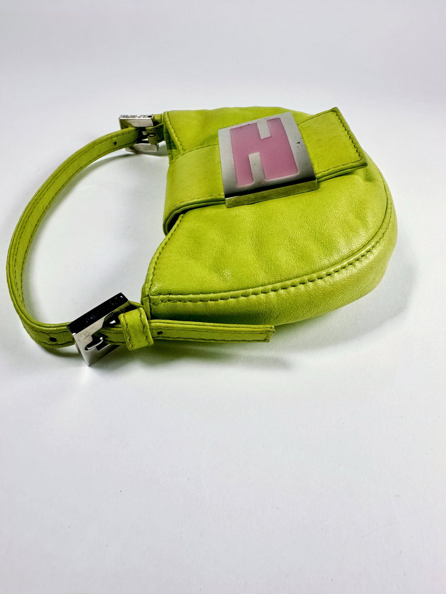 Fendi SS 1999 Mini Croissant Green Leather Shoulder Bag