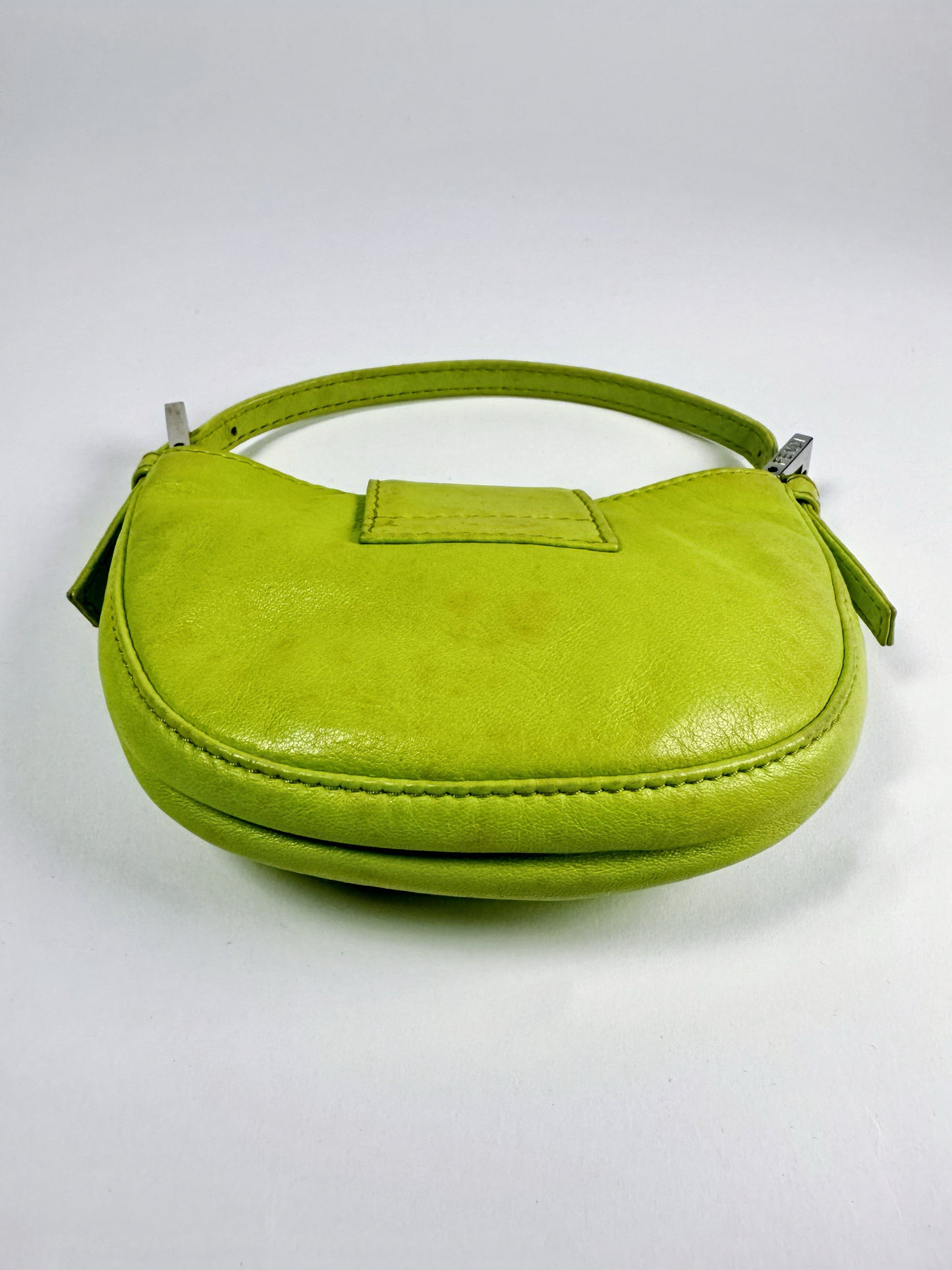 Fendi SS 1999 Mini Croissant Green Leather Shoulder Bag