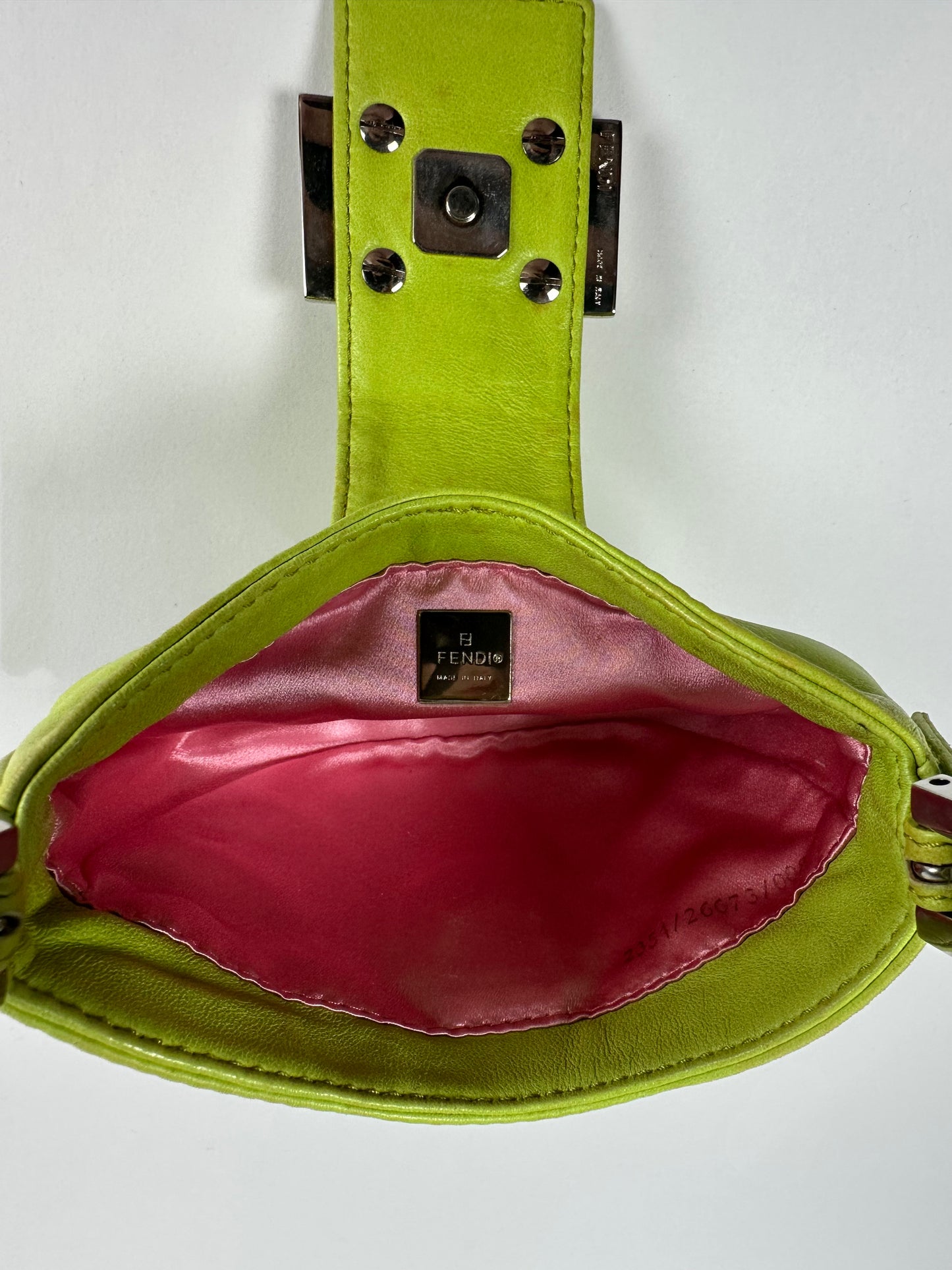 Fendi SS 1999 Mini Croissant Green Leather Shoulder Bag