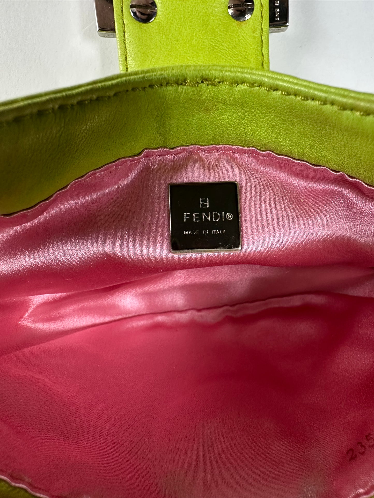Fendi SS 1999 Mini Croissant Green Leather Shoulder Bag