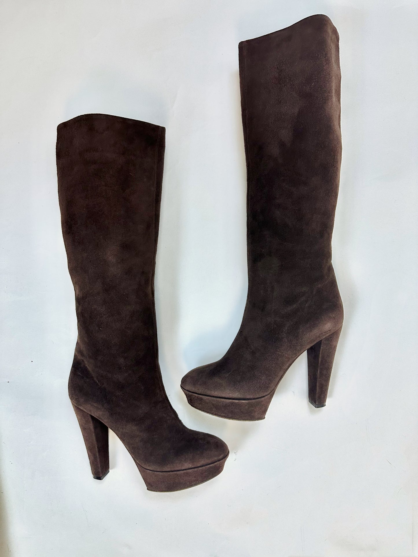 Vintage Brown Suede Knee High Boots