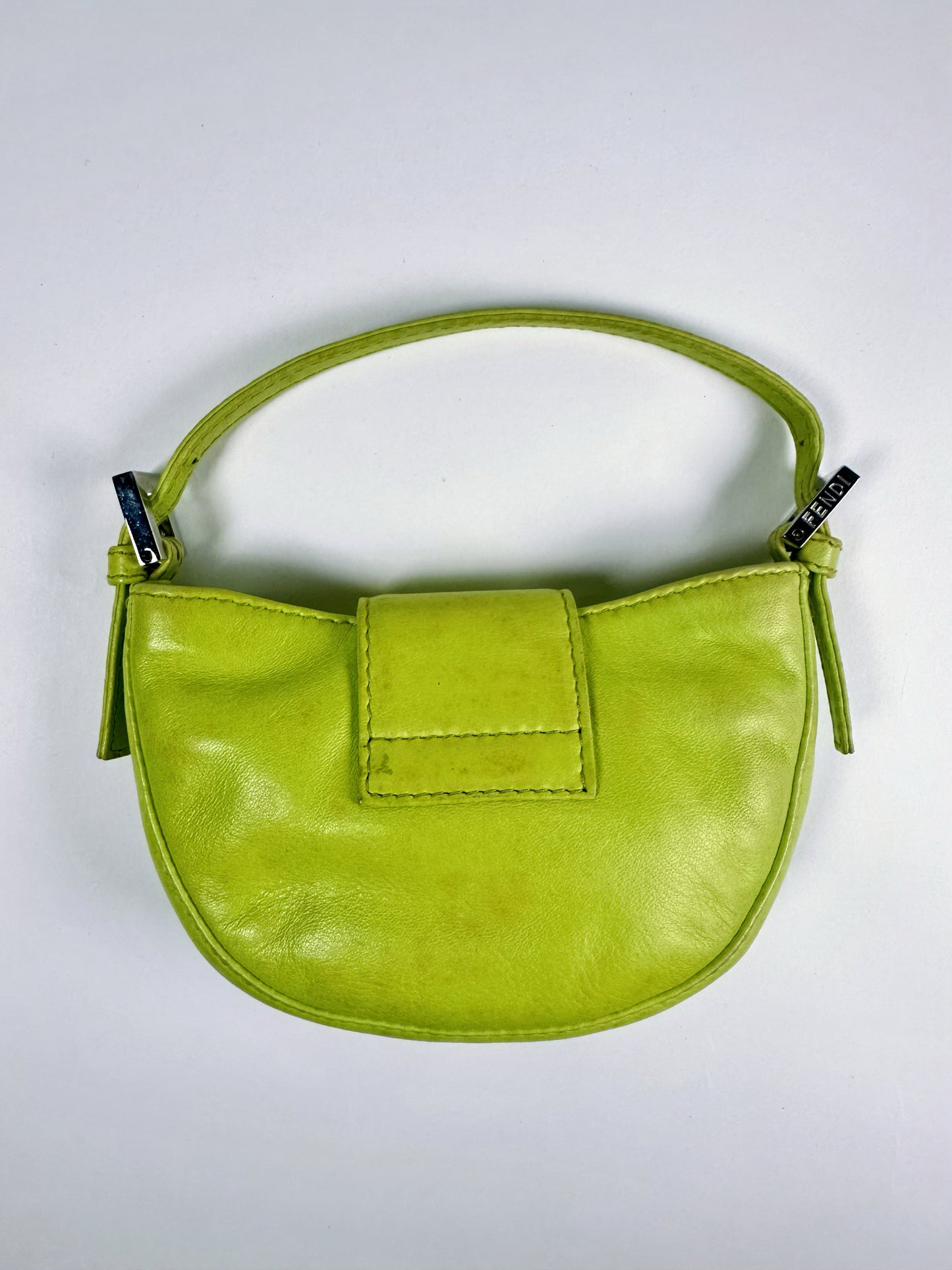 Fendi SS 1999 Mini Croissant Green Leather Shoulder Bag