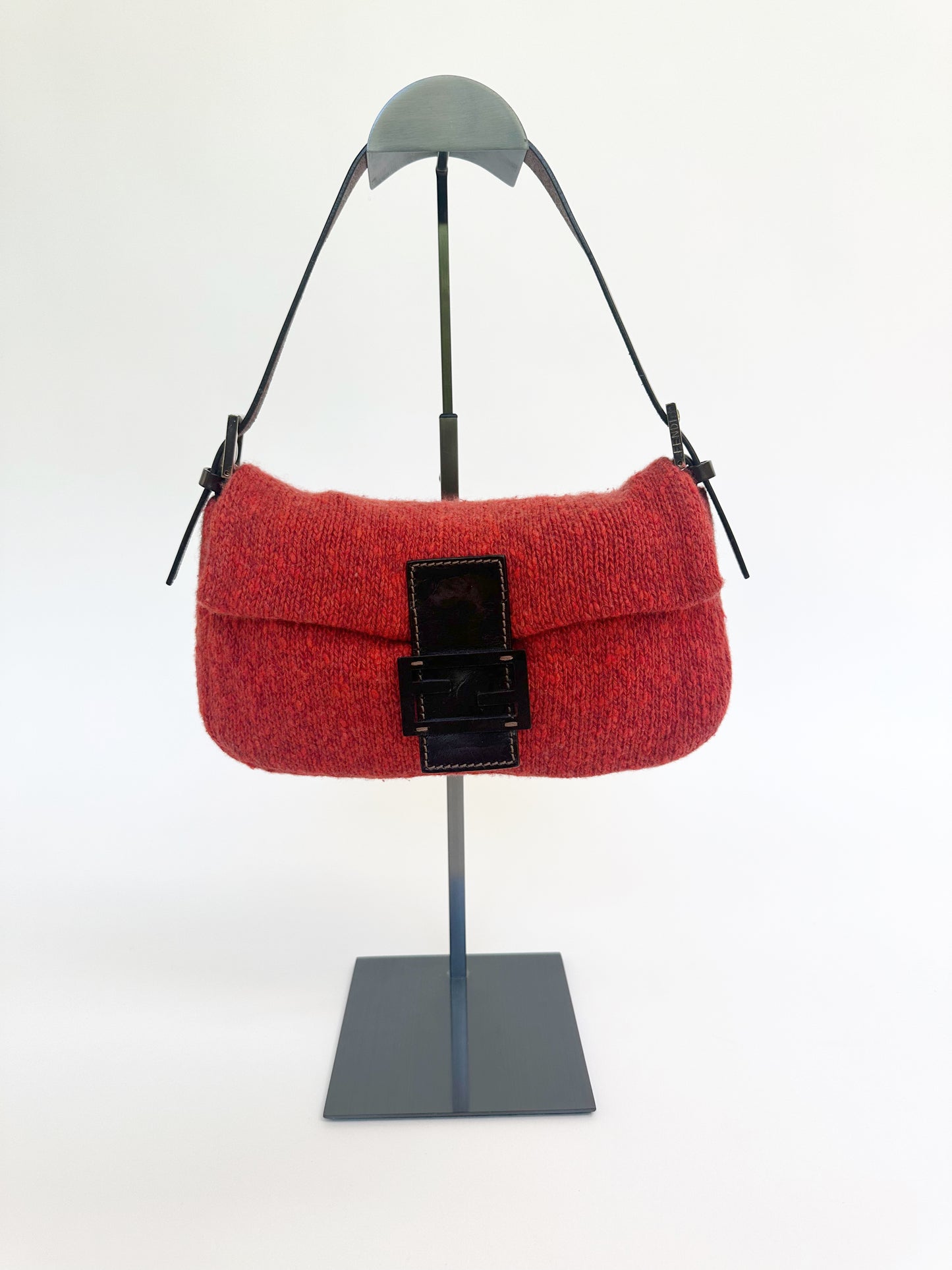 Fendi FW 1999 Orange Wool + Cashmere Shoulder Bag