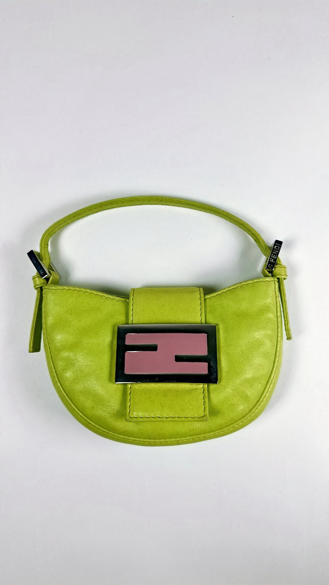 Fendi SS 1999 Mini Croissant Green Leather Shoulder Bag