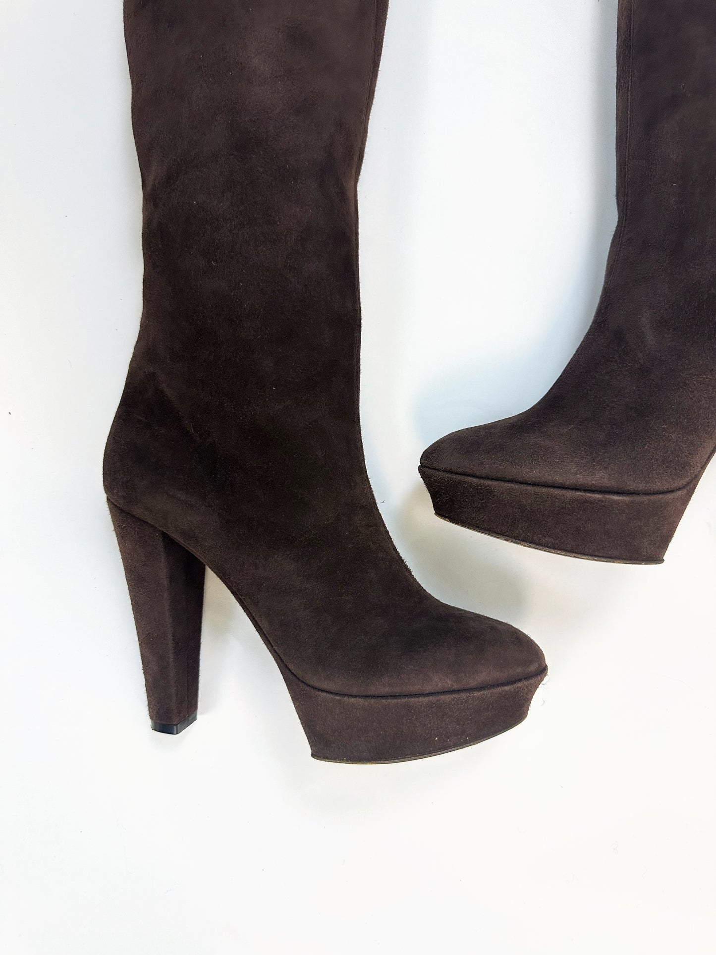 Vintage Brown Suede Knee High Boots