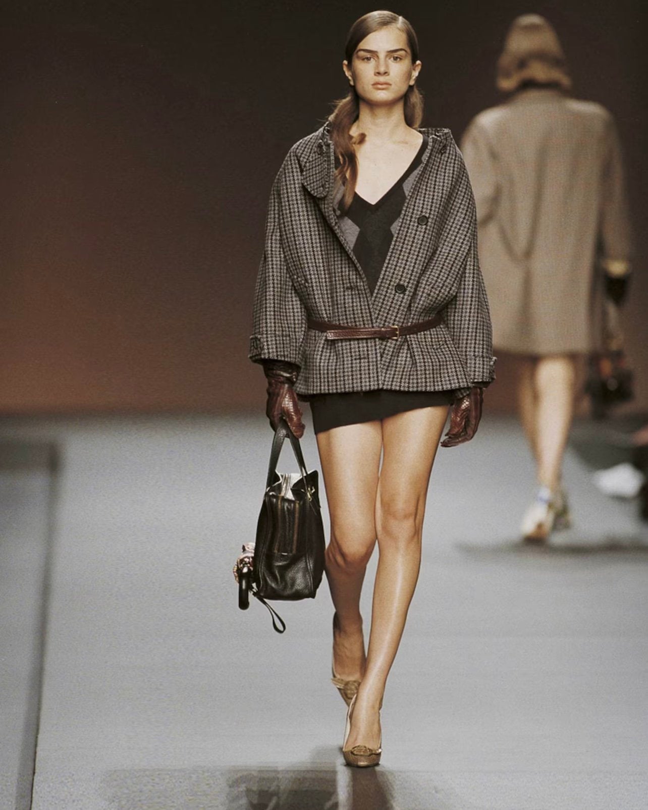 Prada FW 2003 Argyle Short-Sleeve Turtleneck Sweater