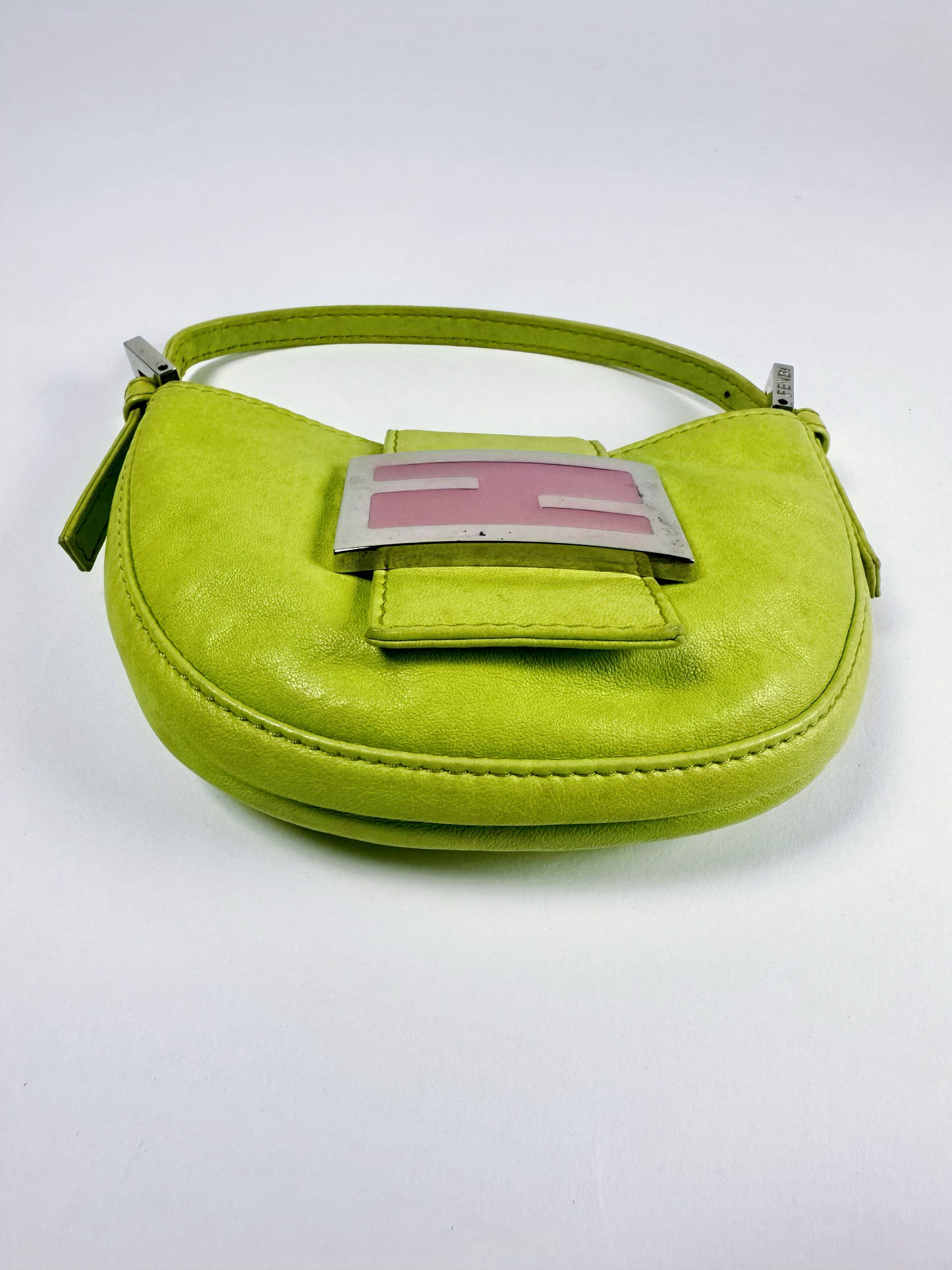 Fendi SS 1999 Mini Croissant Green Leather Shoulder Bag