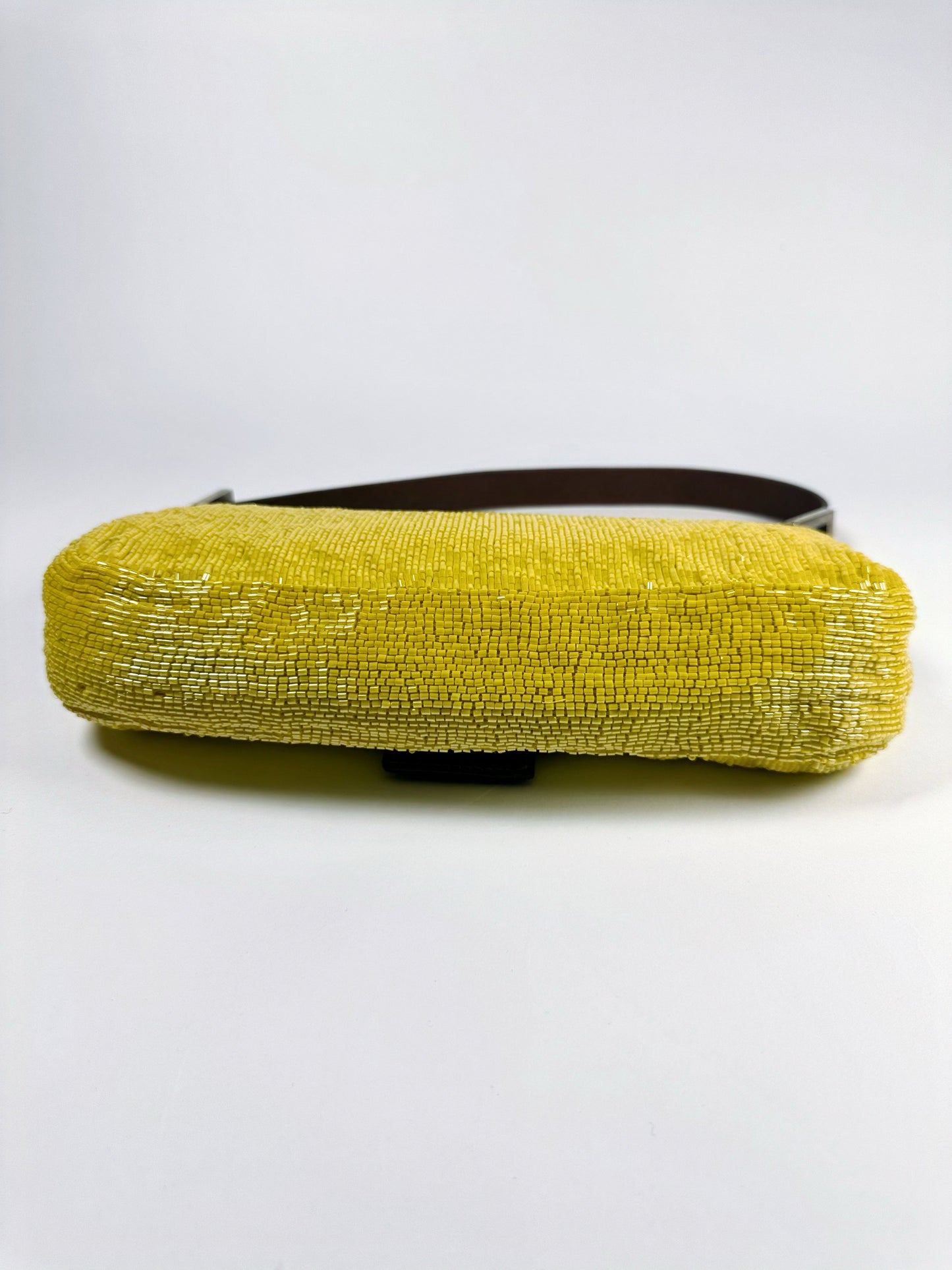 Fendi SS 1999 Yellow Beaded Baguette Shoulder Bag