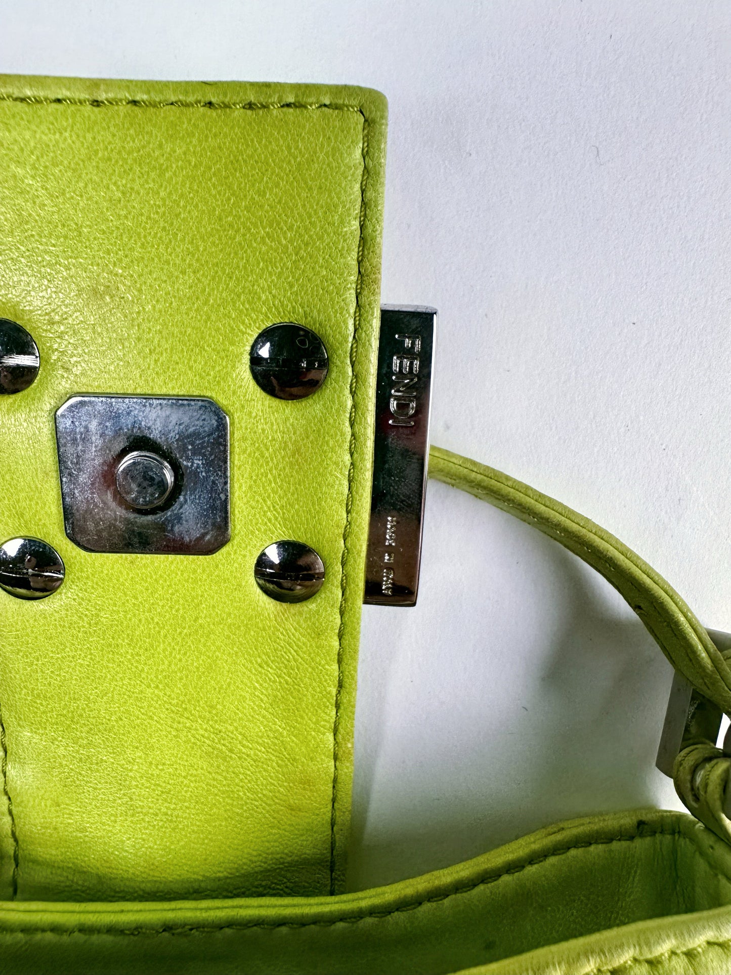 Fendi SS 1999 Mini Croissant Green Leather Shoulder Bag