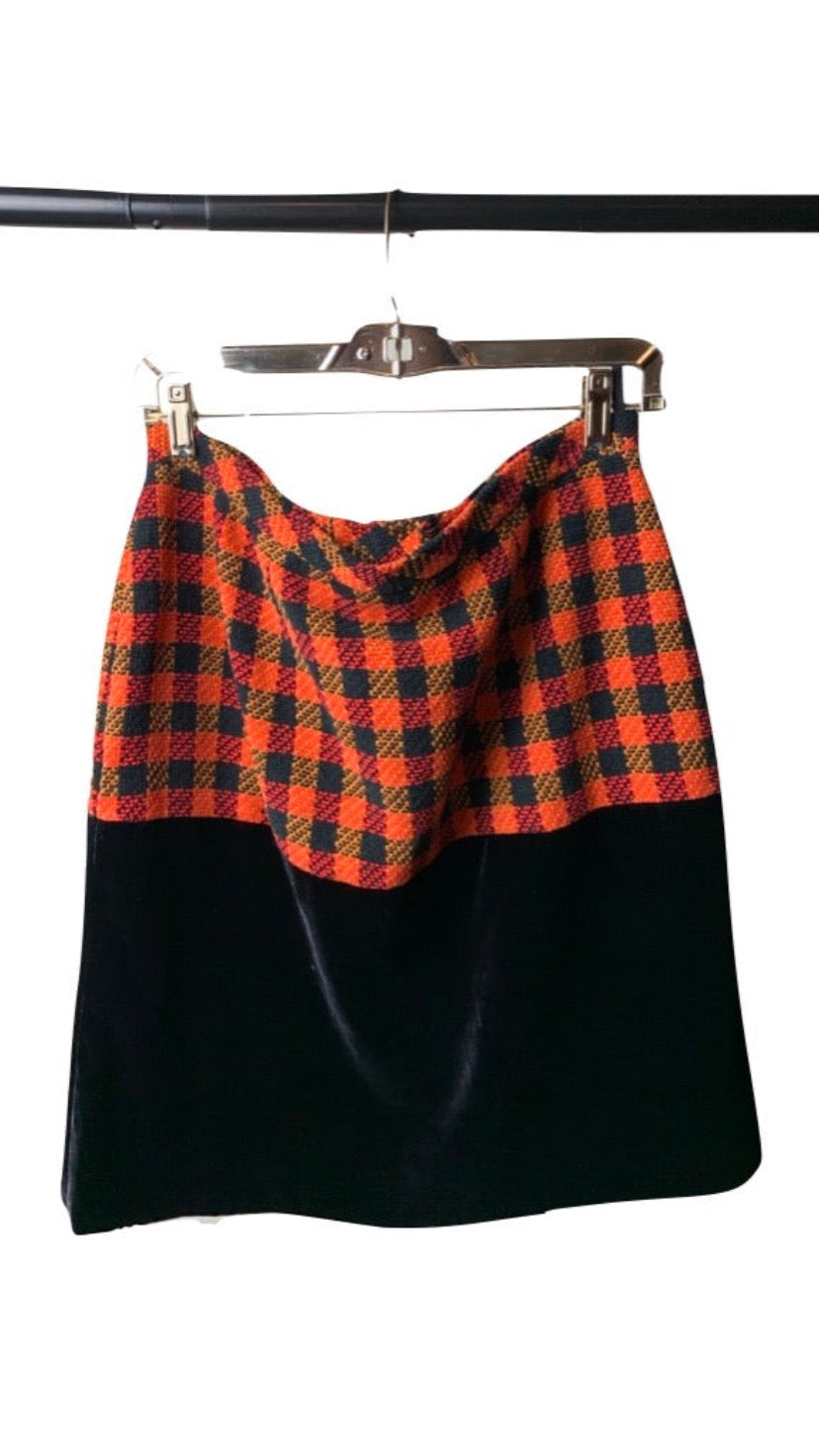 Chanel Vintage Velour & Wool Skirt