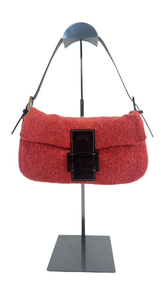 Fendi FW 1999 Orange Wool + Cashmere Shoulder Bag