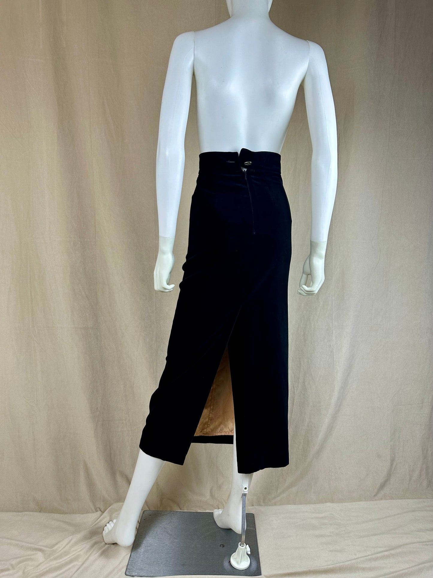 Vivienne Westwood FW 1991 Black Velour High Waisted Maxi Skirt