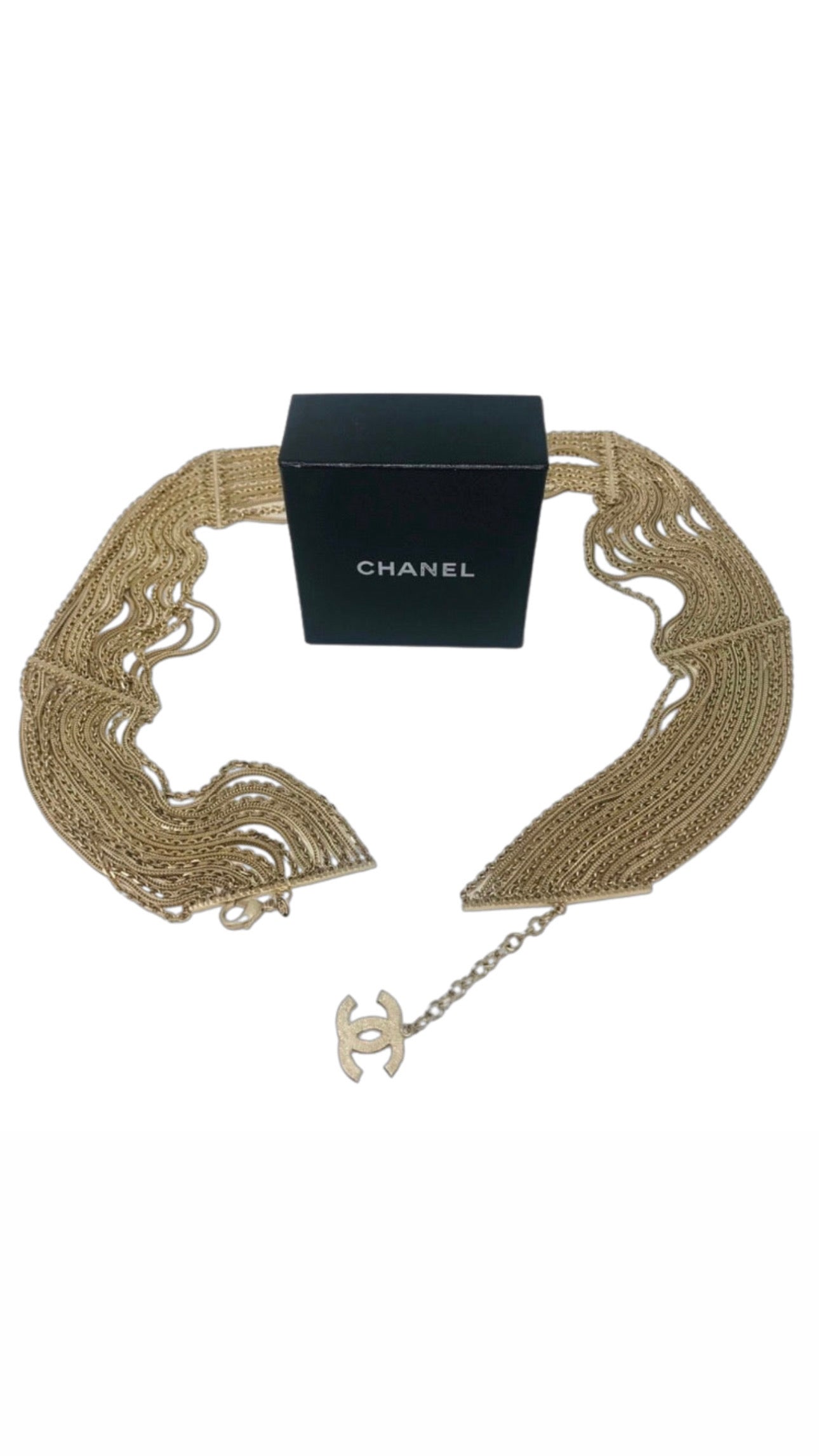 Chanel Striped CC Logo Chain Belt