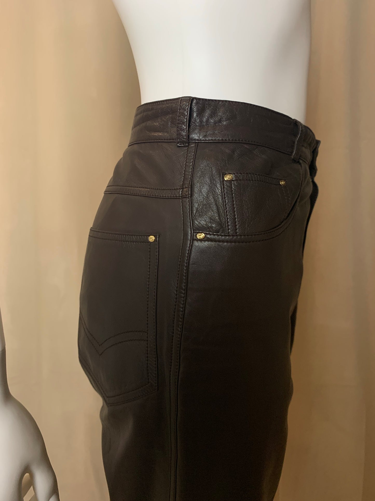 Gucci 1970’s High-Waisted Leather Pants